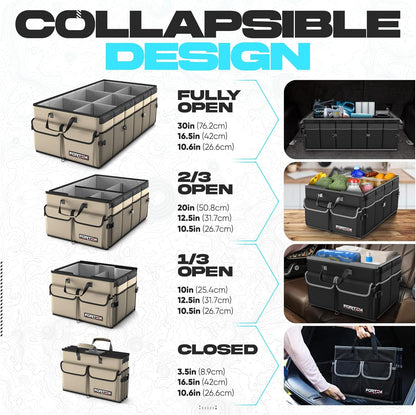 FORTEM Trunk Organizer For SUV Car Trunk Organizer, Foldable Storage, Car Accessories for Women Men, Collapsible Bag, 600D Oxford, Non Slip Bottom, Straps, Soft Cover (65L)