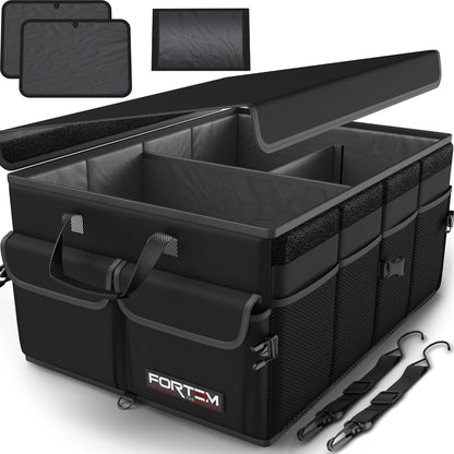 FORTEM Trunk Organizer For SUV Car Trunk Organizer, Foldable Storage, Car Accessories for Women Men, Collapsible Bag, 600D Oxford, Non Slip Bottom, Straps, Soft Cover (65L)
