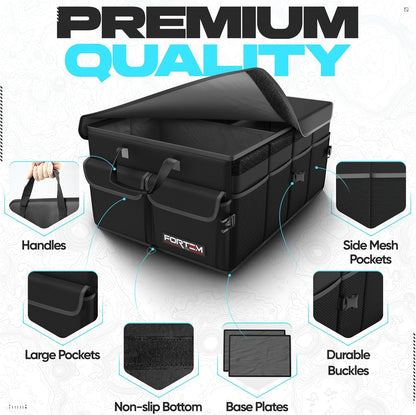 FORTEM Trunk Organizer For SUV Car Trunk Organizer, Foldable Storage, Car Accessories for Women Men, Collapsible Bag, 600D Oxford, Non Slip Bottom, Straps, Soft Cover (65L)