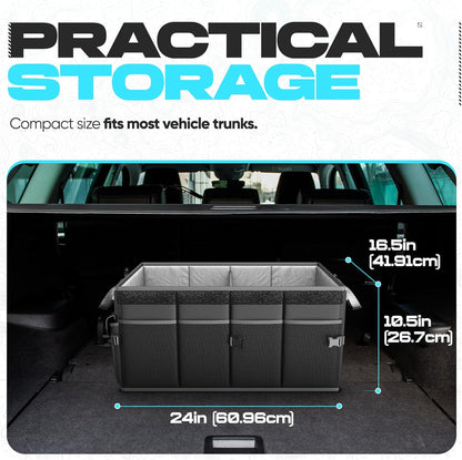 FORTEM Trunk Organizer For SUV Car Trunk Organizer, Foldable Storage, Car Accessories for Women Men, Collapsible Bag, 600D Oxford, Non Slip Bottom, Straps, Soft Cover (65L)