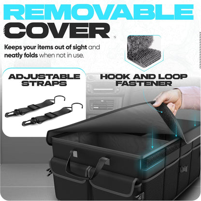 FORTEM Trunk Organizer For SUV Car Trunk Organizer, Foldable Storage, Car Accessories for Women Men, Collapsible Bag, 600D Oxford, Non Slip Bottom, Straps, Soft Cover (65L)