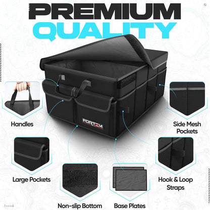 FORTEM Trunk Organizer For SUV Car Trunk Organizer, Foldable Storage, Car Accessories for Women Men, Collapsible Bag, 600D Oxford, Non Slip Bottom, Straps, Soft Cover (65L)