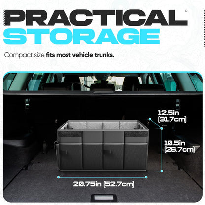FORTEM Trunk Organizer For SUV Car Trunk Organizer, Foldable Storage, Car Accessories for Women Men, Collapsible Bag, 600D Oxford, Non Slip Bottom, Straps, Soft Cover (65L)