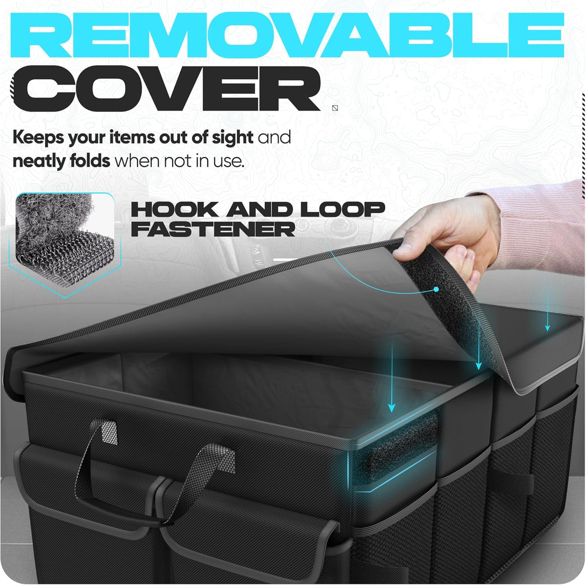 FORTEM Trunk Organizer For SUV Car Trunk Organizer, Foldable Storage, Car Accessories for Women Men, Collapsible Bag, 600D Oxford, Non Slip Bottom, Straps, Soft Cover (65L)