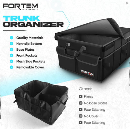 FORTEM Trunk Organizer For SUV Car Trunk Organizer, Foldable Storage, Car Accessories for Women Men, Collapsible Bag, 600D Oxford, Non Slip Bottom, Straps, Soft Cover (65L)