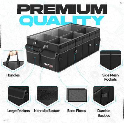 FORTEM Trunk Organizer For SUV Car Trunk Organizer, Foldable Storage, Car Accessories for Women Men, Collapsible Bag, 600D Oxford, Non Slip Bottom, Straps, Soft Cover (65L)