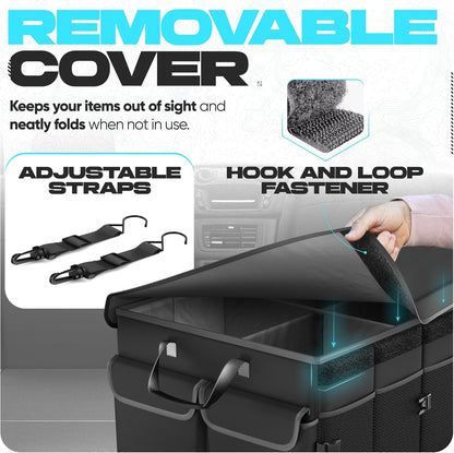FORTEM Trunk Organizer For SUV Car Trunk Organizer, Foldable Storage, Car Accessories for Women Men, Collapsible Bag, 600D Oxford, Non Slip Bottom, Straps, Soft Cover (65L)