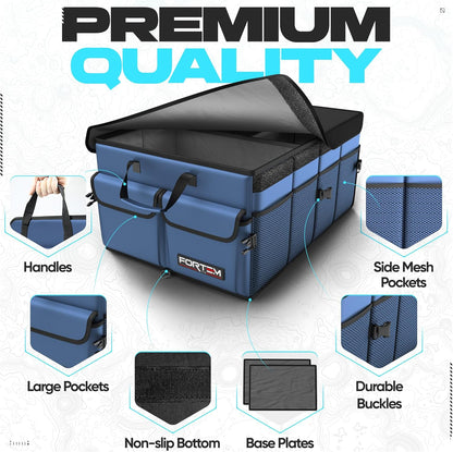 FORTEM Trunk Organizer For SUV Car Trunk Organizer, Foldable Storage, Car Accessories for Women Men, Collapsible Bag, 600D Oxford, Non Slip Bottom, Straps, Soft Cover (65L)