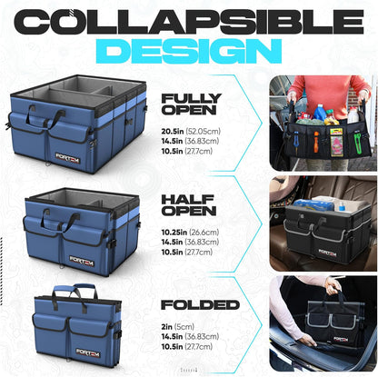 FORTEM Trunk Organizer For SUV Car Trunk Organizer, Foldable Storage, Car Accessories for Women Men, Collapsible Bag, 600D Oxford, Non Slip Bottom, Straps, Soft Cover (65L)