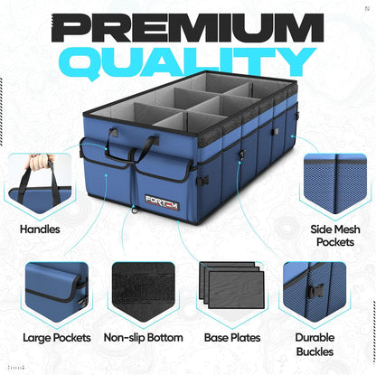 FORTEM Trunk Organizer For SUV Car Trunk Organizer, Foldable Storage, Car Accessories for Women Men, Collapsible Bag, 600D Oxford, Non Slip Bottom, Straps, Soft Cover (65L)