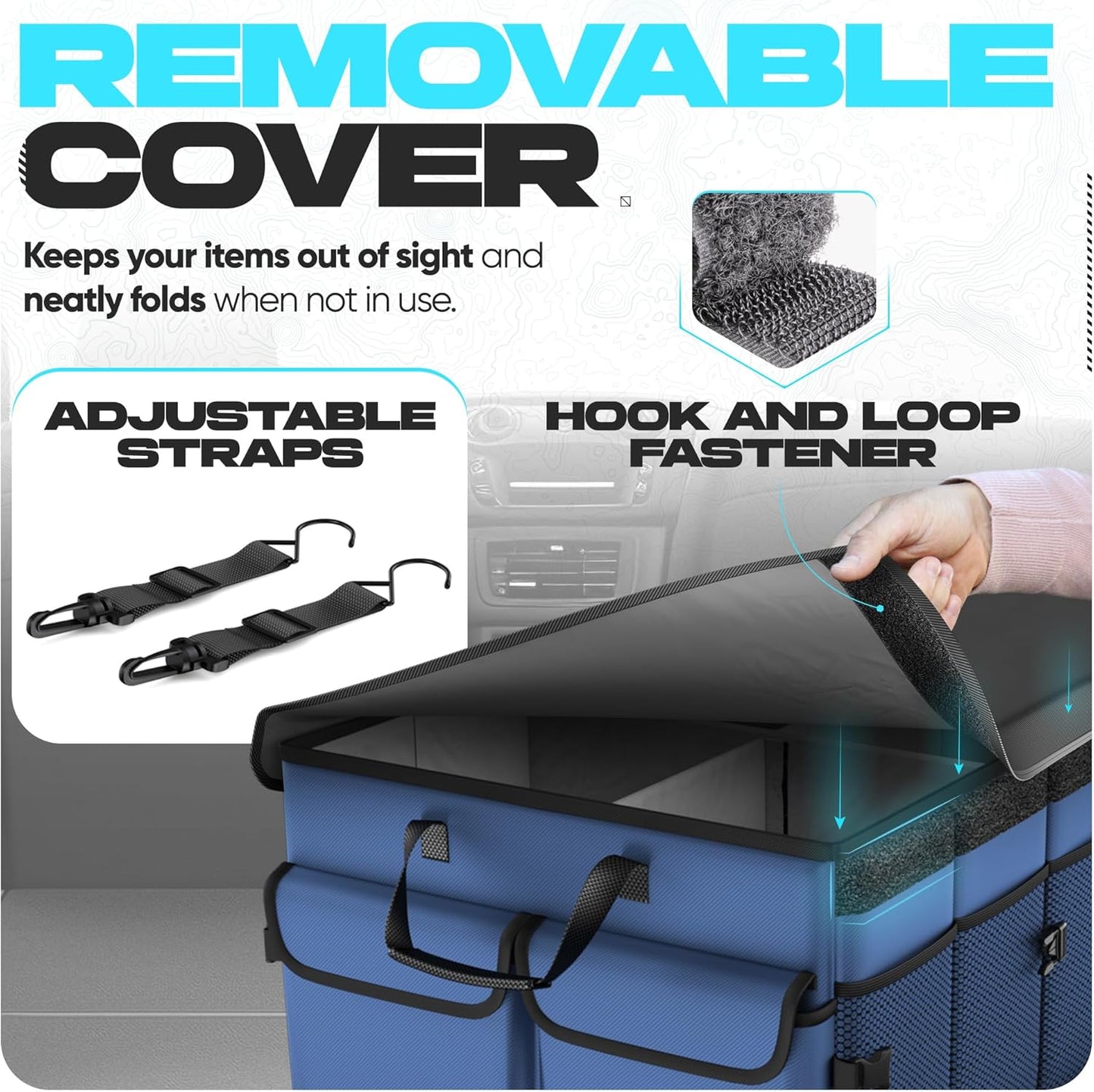 FORTEM Trunk Organizer For SUV Car Trunk Organizer, Foldable Storage, Car Accessories for Women Men, Collapsible Bag, 600D Oxford, Non Slip Bottom, Straps, Soft Cover (65L)