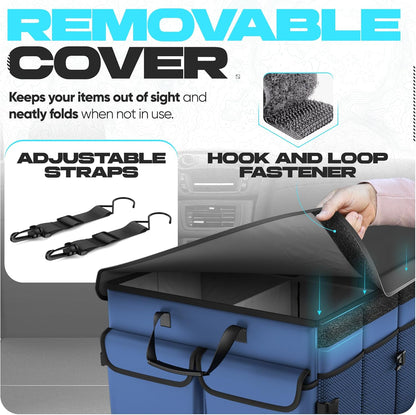 FORTEM Trunk Organizer For SUV Car Trunk Organizer, Foldable Storage, Car Accessories for Women Men, Collapsible Bag, 600D Oxford, Non Slip Bottom, Straps, Soft Cover (65L)