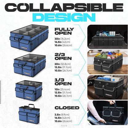 FORTEM Trunk Organizer For SUV Car Trunk Organizer, Foldable Storage, Car Accessories for Women Men, Collapsible Bag, 600D Oxford, Non Slip Bottom, Straps, Soft Cover (65L)