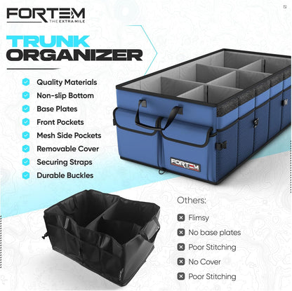 FORTEM Trunk Organizer For SUV Car Trunk Organizer, Foldable Storage, Car Accessories for Women Men, Collapsible Bag, 600D Oxford, Non Slip Bottom, Straps, Soft Cover (65L)
