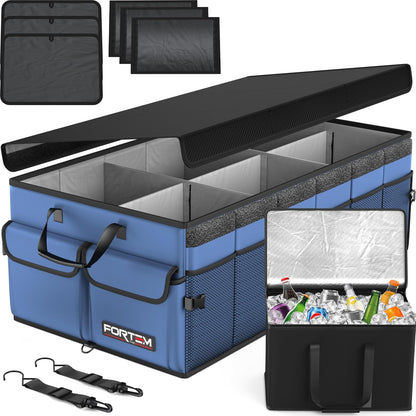 FORTEM Trunk Organizer For SUV Car Trunk Organizer, Foldable Storage, Car Accessories for Women Men, Collapsible Bag, 600D Oxford, Non Slip Bottom, Straps, Soft Cover (65L)