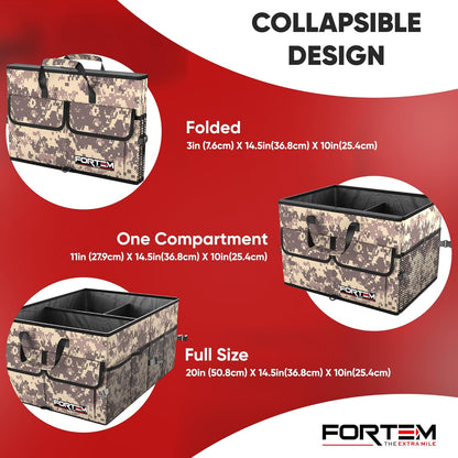 FORTEM Trunk Organizer For SUV Car Trunk Organizer, Foldable Storage, Car Accessories for Women Men, Collapsible Bag, 600D Oxford, Non Slip Bottom, Straps, Soft Cover (65L)
