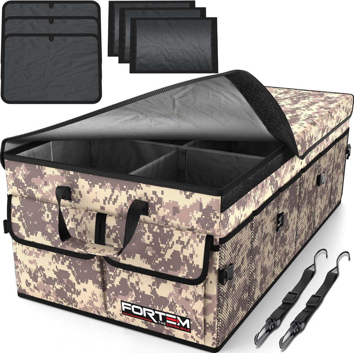 FORTEM Trunk Organizer For SUV Car Trunk Organizer, Foldable Storage, Car Accessories for Women Men, Collapsible Bag, 600D Oxford, Non Slip Bottom, Straps, Soft Cover (65L)