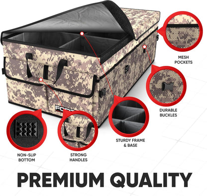 FORTEM Trunk Organizer For SUV Car Trunk Organizer, Foldable Storage, Car Accessories for Women Men, Collapsible Bag, 600D Oxford, Non Slip Bottom, Straps, Soft Cover (65L)