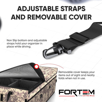FORTEM Trunk Organizer For SUV Car Trunk Organizer, Foldable Storage, Car Accessories for Women Men, Collapsible Bag, 600D Oxford, Non Slip Bottom, Straps, Soft Cover (65L)