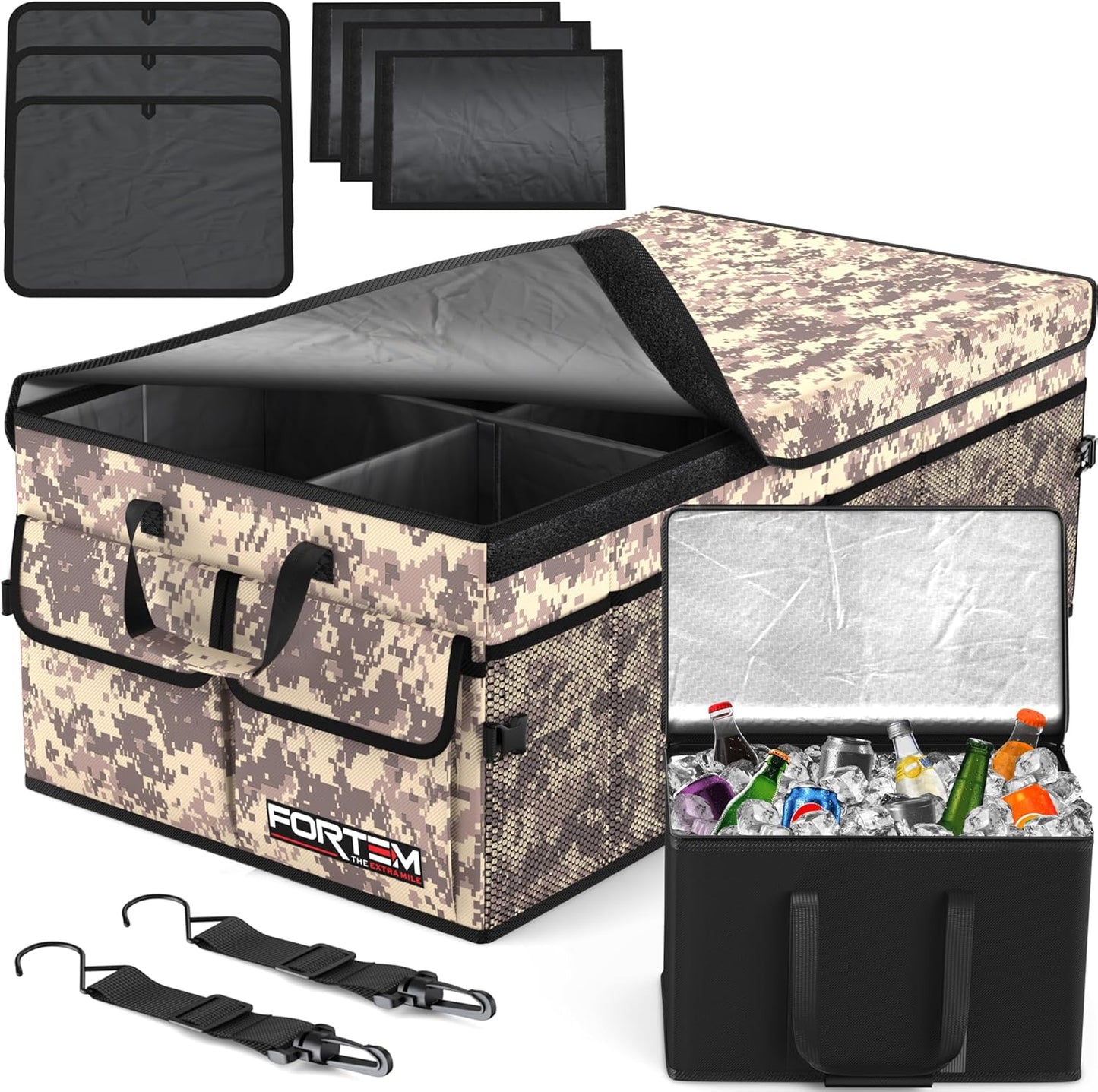FORTEM Trunk Organizer For SUV Car Trunk Organizer, Foldable Storage, Car Accessories for Women Men, Collapsible Bag, 600D Oxford, Non Slip Bottom, Straps, Soft Cover (65L)