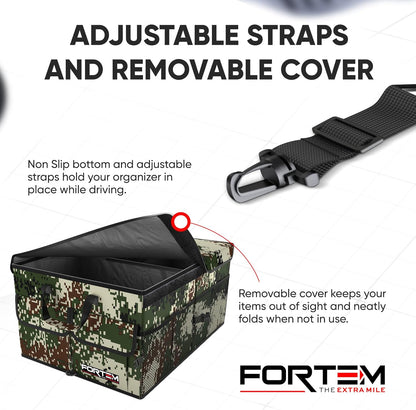 FORTEM Trunk Organizer For SUV Car Trunk Organizer, Foldable Storage, Car Accessories for Women Men, Collapsible Bag, 600D Oxford, Non Slip Bottom, Straps, Soft Cover (65L)