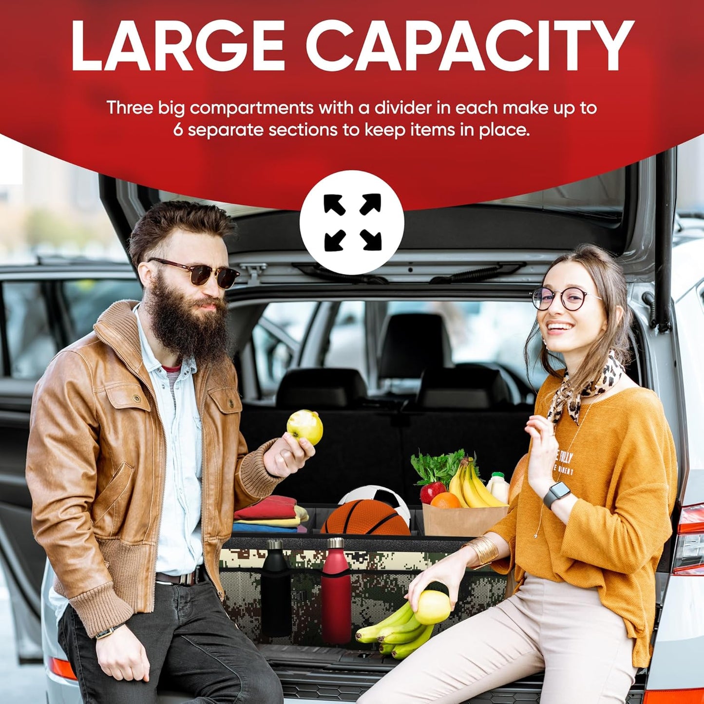 FORTEM Trunk Organizer For SUV Car Trunk Organizer, Foldable Storage, Car Accessories for Women Men, Collapsible Bag, 600D Oxford, Non Slip Bottom, Straps, Soft Cover (65L)