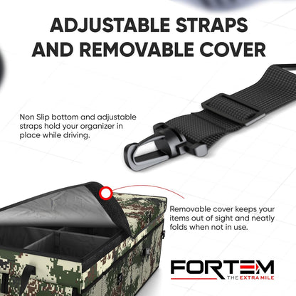 FORTEM Trunk Organizer For SUV Car Trunk Organizer, Foldable Storage, Car Accessories for Women Men, Collapsible Bag, 600D Oxford, Non Slip Bottom, Straps, Soft Cover (65L)
