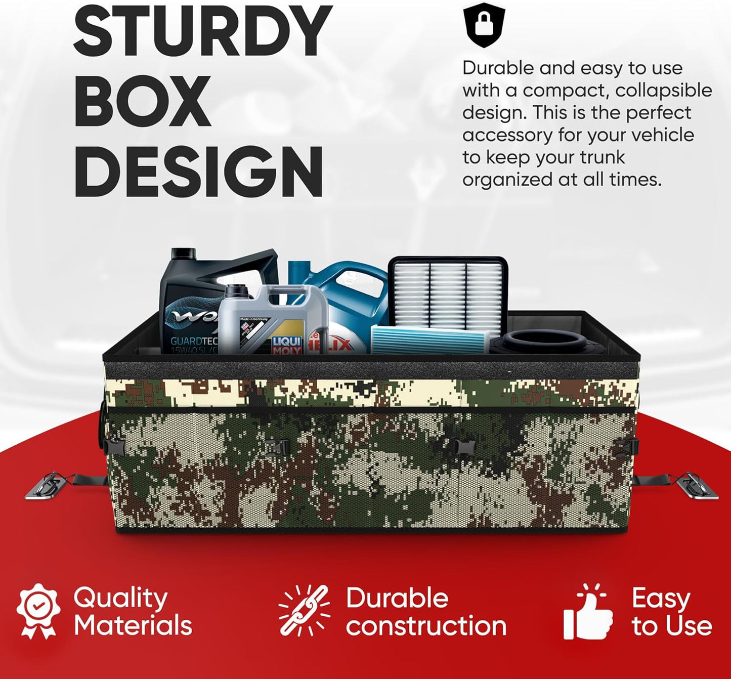 FORTEM Trunk Organizer For SUV Car Trunk Organizer, Foldable Storage, Car Accessories for Women Men, Collapsible Bag, 600D Oxford, Non Slip Bottom, Straps, Soft Cover (65L)