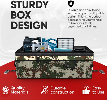 FORTEM Trunk Organizer For SUV Car Trunk Organizer, Foldable Storage, Car Accessories for Women Men, Collapsible Bag, 600D Oxford, Non Slip Bottom, Straps, Soft Cover (65L)