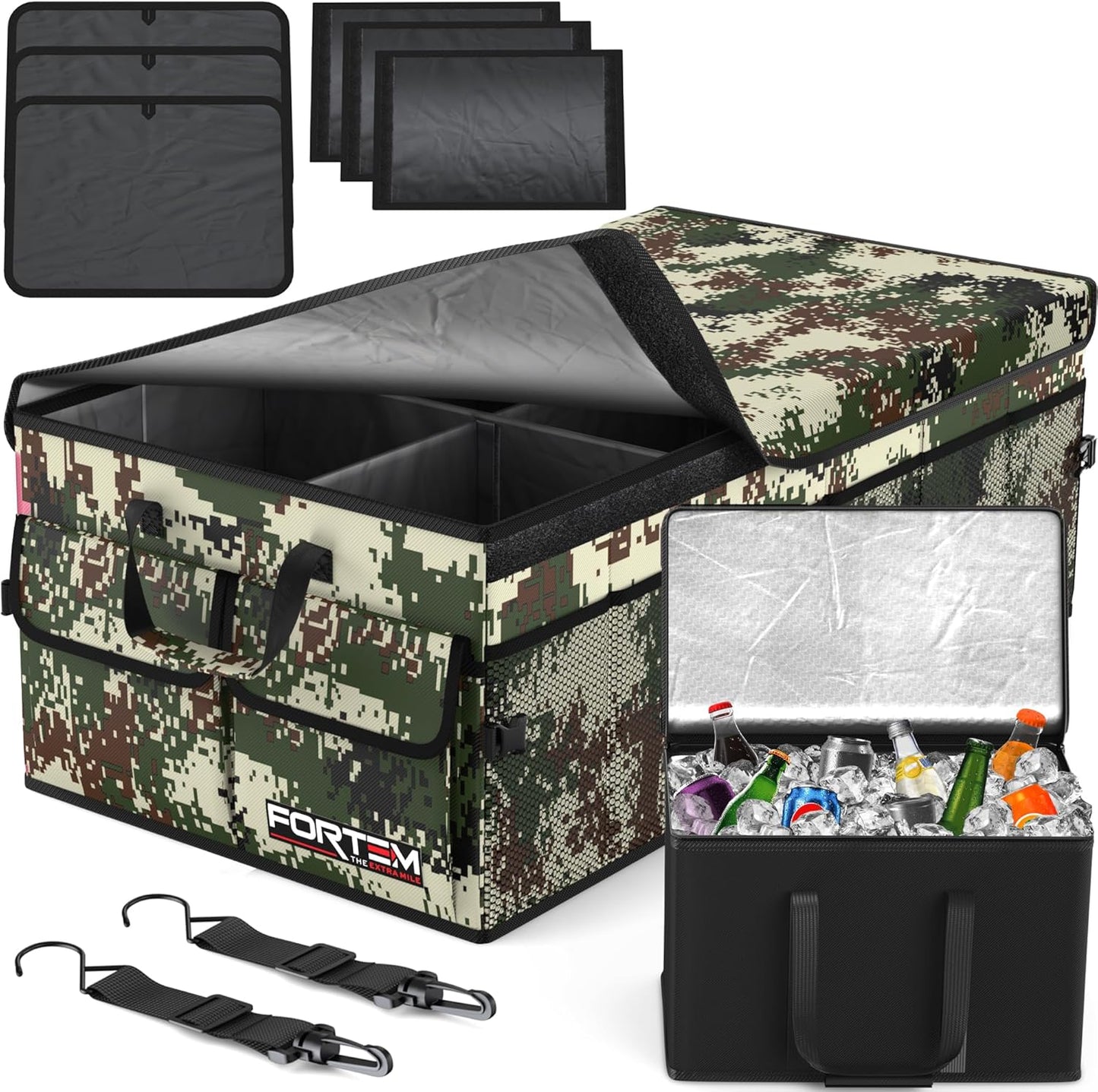 FORTEM Trunk Organizer For SUV Car Trunk Organizer, Foldable Storage, Car Accessories for Women Men, Collapsible Bag, 600D Oxford, Non Slip Bottom, Straps, Soft Cover (65L)