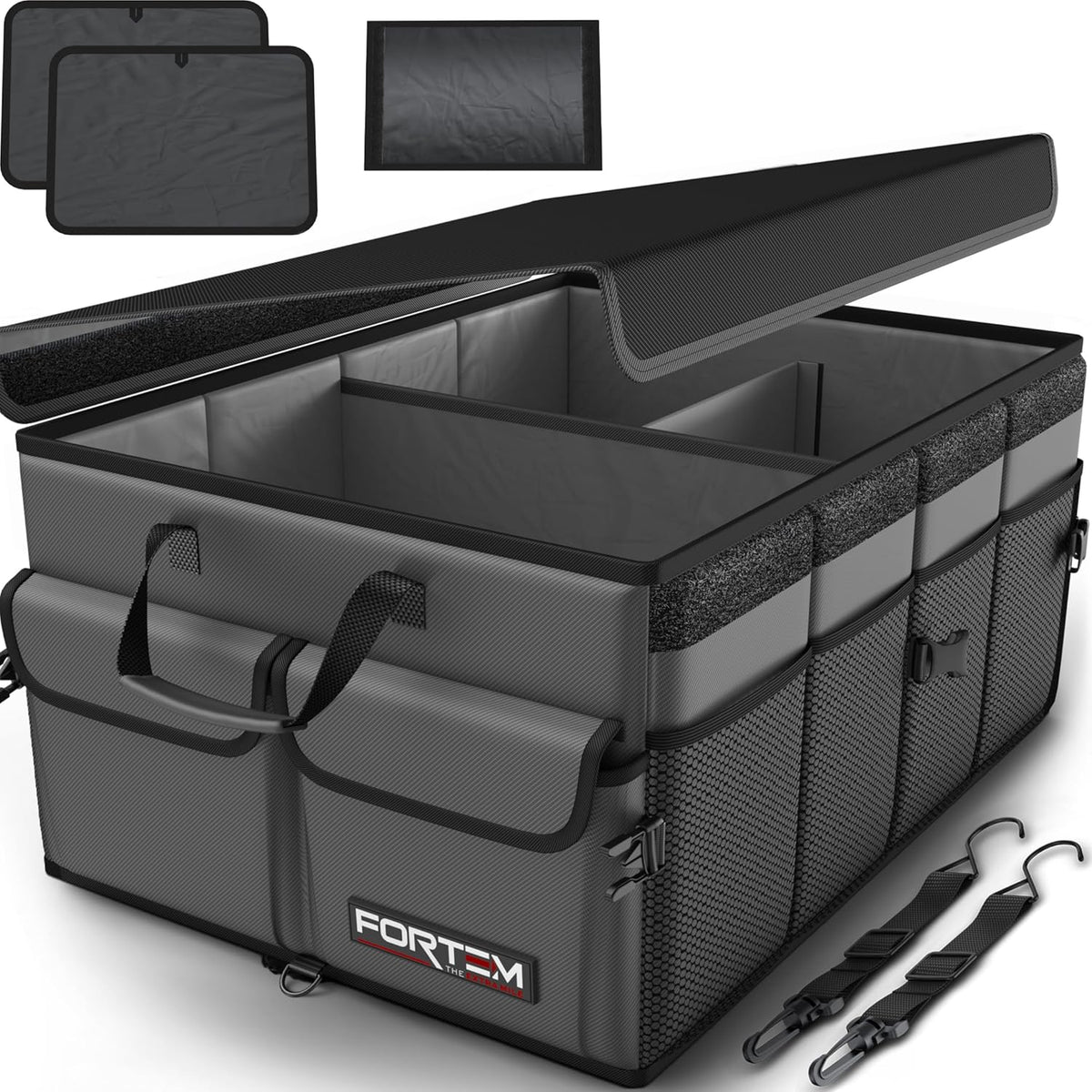 FORTEM Trunk Organizer For SUV Car Trunk Organizer, Foldable Storage, Car Accessories for Women Men, Collapsible Bag, 600D Oxford, Non Slip Bottom, Straps, Soft Cover (65L)