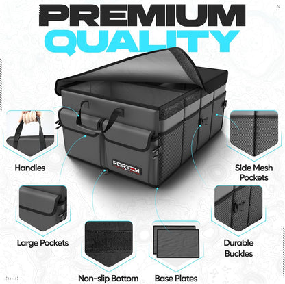 FORTEM Trunk Organizer For SUV Car Trunk Organizer, Foldable Storage, Car Accessories for Women Men, Collapsible Bag, 600D Oxford, Non Slip Bottom, Straps, Soft Cover (65L)