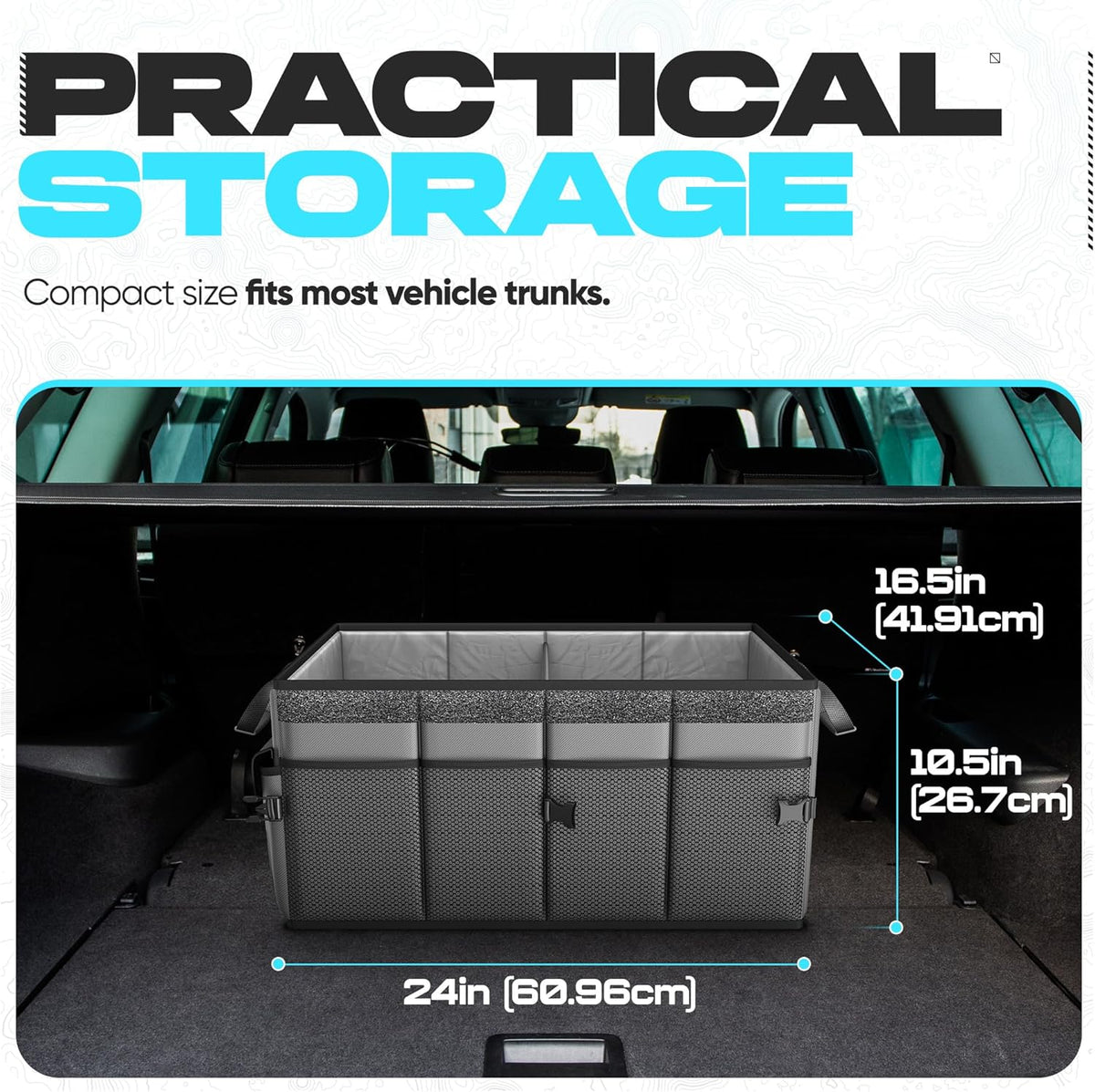 FORTEM Trunk Organizer For SUV Car Trunk Organizer, Foldable Storage, Car Accessories for Women Men, Collapsible Bag, 600D Oxford, Non Slip Bottom, Straps, Soft Cover (65L)