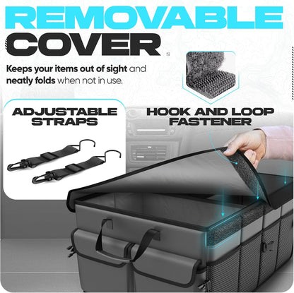 FORTEM Trunk Organizer For SUV Car Trunk Organizer, Foldable Storage, Car Accessories for Women Men, Collapsible Bag, 600D Oxford, Non Slip Bottom, Straps, Soft Cover (65L)