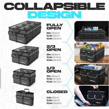 FORTEM Trunk Organizer For SUV Car Trunk Organizer, Foldable Storage, Car Accessories for Women Men, Collapsible Bag, 600D Oxford, Non Slip Bottom, Straps, Soft Cover (65L)
