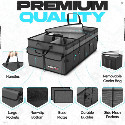 FORTEM Trunk Organizer For SUV Car Trunk Organizer, Foldable Storage, Car Accessories for Women Men, Collapsible Bag, 600D Oxford, Non Slip Bottom, Straps, Soft Cover (65L)