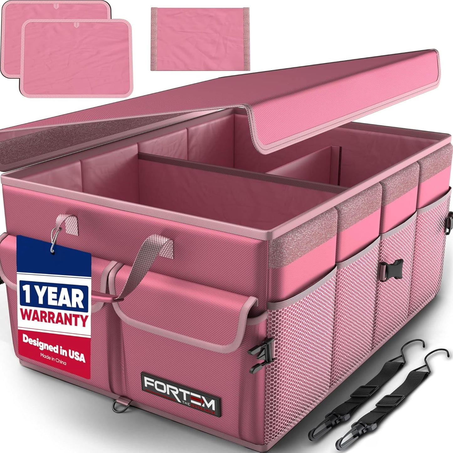 FORTEM Trunk Organizer For SUV Car Trunk Organizer, Foldable Storage, Car Accessories for Women Men, Collapsible Bag, 600D Oxford, Non Slip Bottom, Straps, Soft Cover (65L)