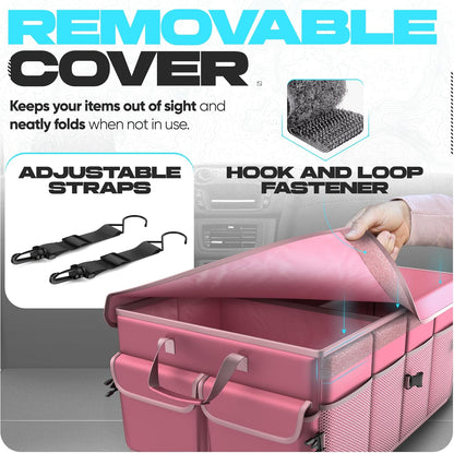 FORTEM Trunk Organizer For SUV Car Trunk Organizer, Foldable Storage, Car Accessories for Women Men, Collapsible Bag, 600D Oxford, Non Slip Bottom, Straps, Soft Cover (65L)