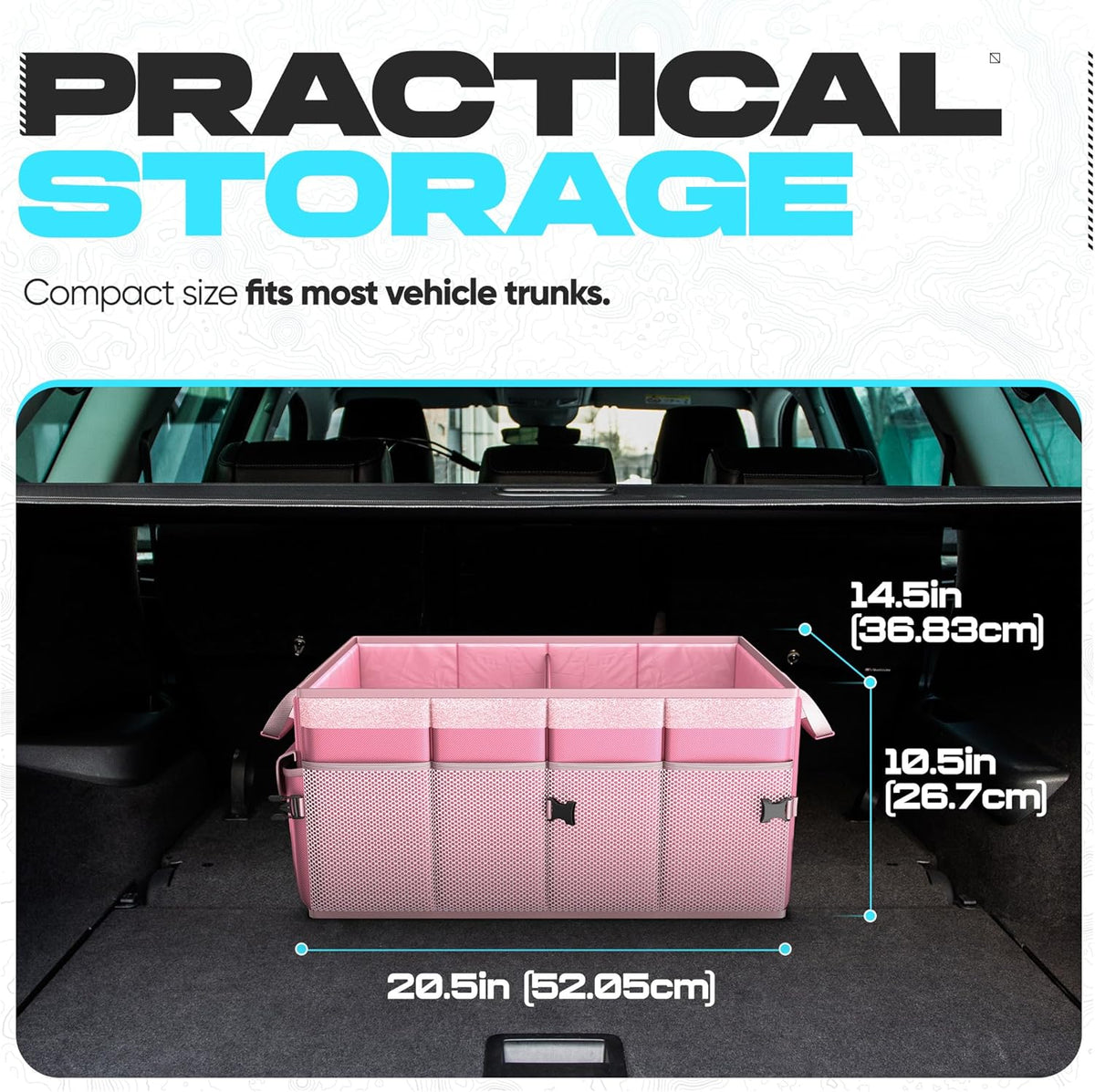 FORTEM Trunk Organizer For SUV Car Trunk Organizer, Foldable Storage, Car Accessories for Women Men, Collapsible Bag, 600D Oxford, Non Slip Bottom, Straps, Soft Cover (65L)