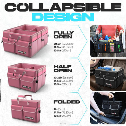 FORTEM Trunk Organizer For SUV Car Trunk Organizer, Foldable Storage, Car Accessories for Women Men, Collapsible Bag, 600D Oxford, Non Slip Bottom, Straps, Soft Cover (65L)