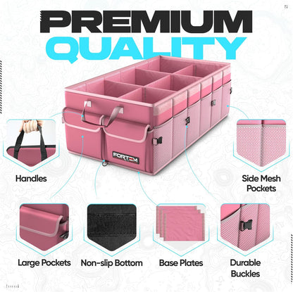 FORTEM Trunk Organizer For SUV Car Trunk Organizer, Foldable Storage, Car Accessories for Women Men, Collapsible Bag, 600D Oxford, Non Slip Bottom, Straps, Soft Cover (65L)