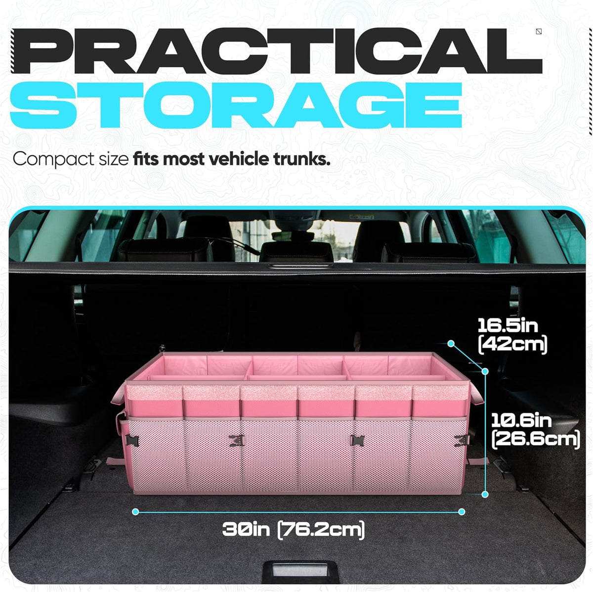 FORTEM Trunk Organizer For SUV Car Trunk Organizer, Foldable Storage, Car Accessories for Women Men, Collapsible Bag, 600D Oxford, Non Slip Bottom, Straps, Soft Cover (65L)