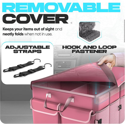 FORTEM Trunk Organizer For SUV Car Trunk Organizer, Foldable Storage, Car Accessories for Women Men, Collapsible Bag, 600D Oxford, Non Slip Bottom, Straps, Soft Cover (65L)