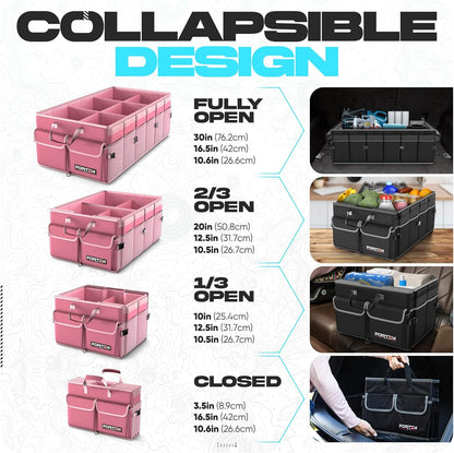 FORTEM Trunk Organizer For SUV Car Trunk Organizer, Foldable Storage, Car Accessories for Women Men, Collapsible Bag, 600D Oxford, Non Slip Bottom, Straps, Soft Cover (65L)