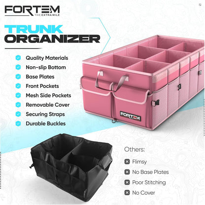 FORTEM Trunk Organizer For SUV Car Trunk Organizer, Foldable Storage, Car Accessories for Women Men, Collapsible Bag, 600D Oxford, Non Slip Bottom, Straps, Soft Cover (65L)