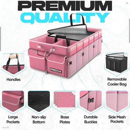 FORTEM Trunk Organizer For SUV Car Trunk Organizer, Foldable Storage, Car Accessories for Women Men, Collapsible Bag, 600D Oxford, Non Slip Bottom, Straps, Soft Cover (65L)