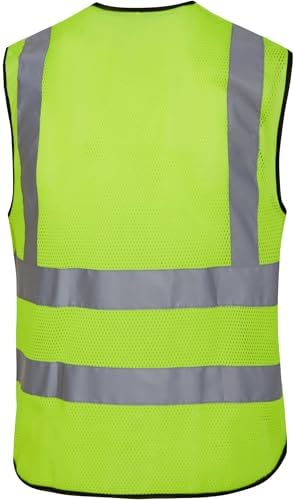 6 Pockets Class 2 Safety Vest for Men Women High Visibility Reflective Construction Vests, Meets ANSI Standard
