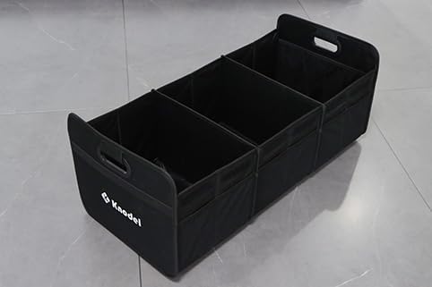K KNODEL Car Trunk Organizer, Foldable Organizer for Car, Automotive Consoles & Organizers, Storage with Reinforced Handles (Medium, Black)