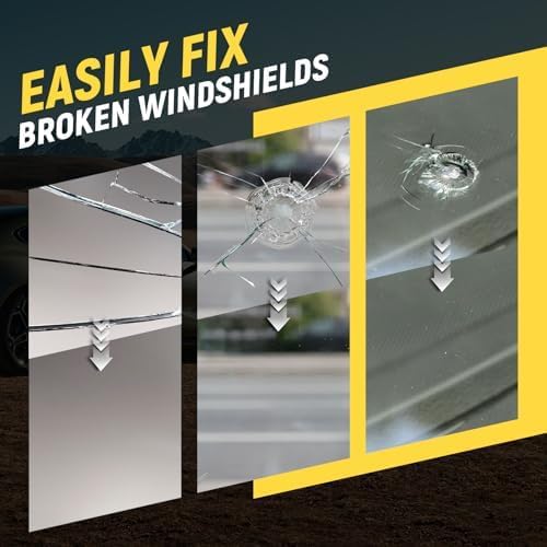Windshield Chip Repair Kit, Windshield Repair Kit, DIY Car Glass Resin Repair Kit with Enhanced Injection Head Suction Cup Quick Fixing for Bullseye Cracks & Chips,2 Pack
