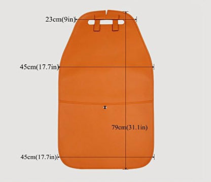 HCMAX 2 Pack Kick Mat Car Seat Back Protector Waterproof Easy to Clean Multifunctional Organizer Storage Bag Travel Accessory PU Leather Black